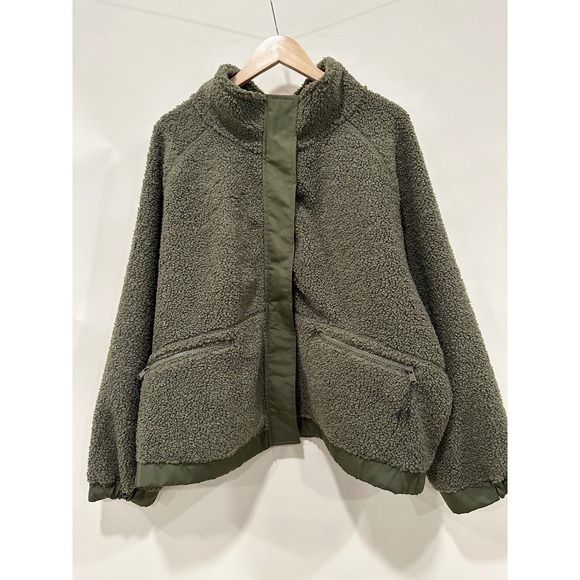 Aspen Olive Green Faux Sherpa Fleece Jacket Full Zip Pockets 3X Plus Size - Picture 1 of 6